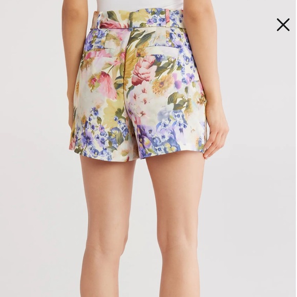 NWT Jason Wu High Waist Rose Floral Satin Belted Shorts - Picture 3 of 8